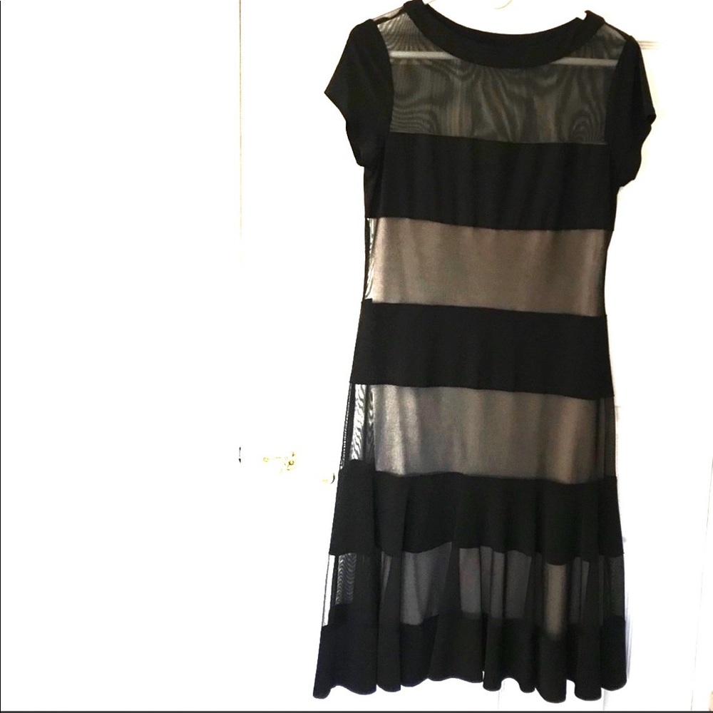 Black striped cocktail dress